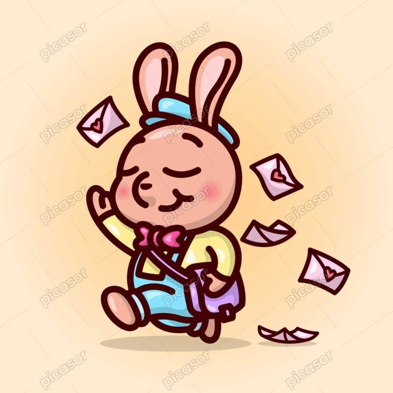 وکتور خرگوش پستچی کارتونی - وکتور کارتونی خرگوش نامه رسان