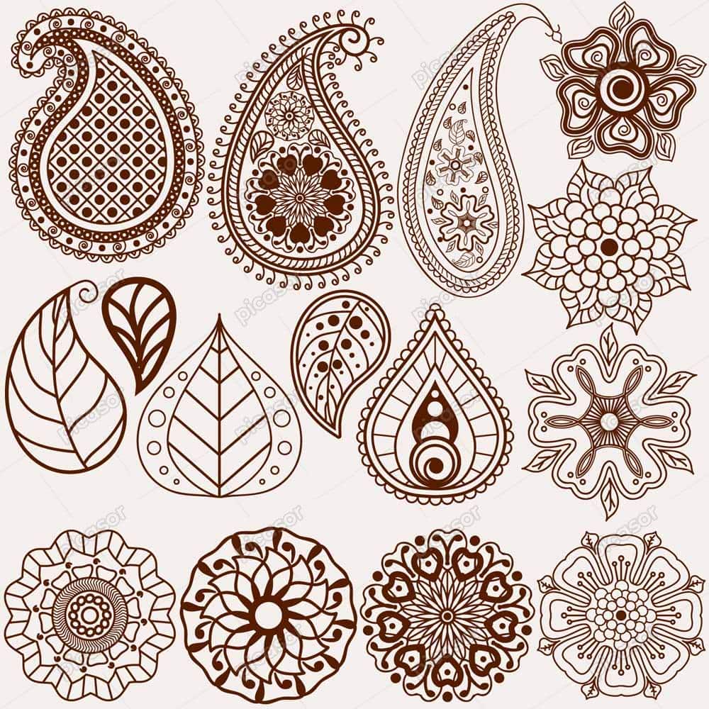 15 وکتور گل و بوته وکتور بته جقه هندی برگ منقش وکتور گل بته وکتور ترنج منقش وکتور طرح گل و بوته تتو حنا 15 وکتور گل و بوته وکتور بته جقه هندی برگ منقش وکتور گل بته وکتور طرح گل و بوته تتو حنا