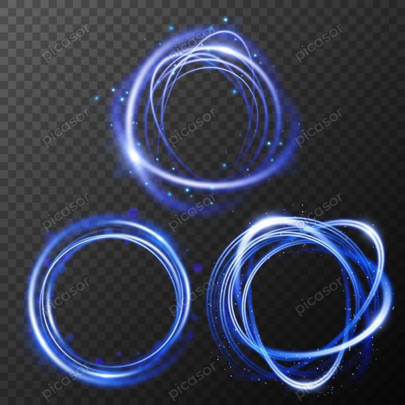 3 وکتور حلقه نور نئون آبی - وکتور افکت نور نئون