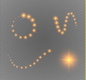 4 وکتور درخشش نورهای درخشان طلایی - وکتور افکت نوری حلقه دنباله نور طلایی