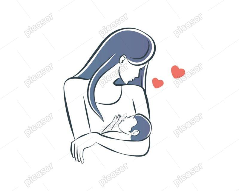 وکتور مادر و فرزند - وکتور مادر با کودک نوزاد - وکتور بچه در آغوش مادر