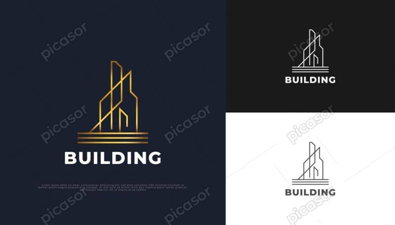 وکتور لوگو برج بلند لوکس لوگو ساختمان - وکتور لوگو ساخت و ساز طرح مینیمال - وکتور لوگو املاک ملکی لوکس و لاکچری در 3 ترکیب رنگی