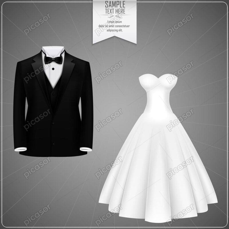 2 وکتور لباس داماد و لباس عروس - وکتور لباس عروسی
