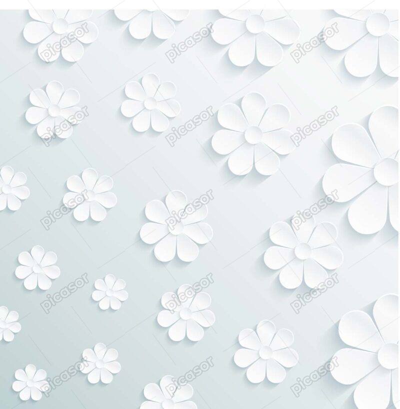 وکتور پس زمینه گلهای سفید - وکتور زمینه آبی با گلهای سفید