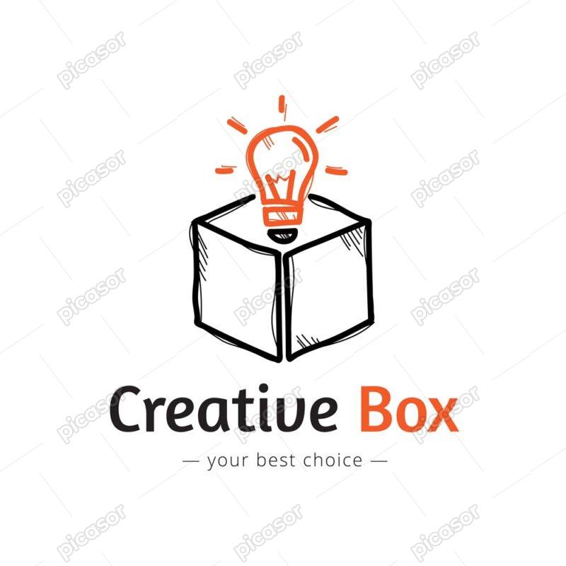 وکتور لوگو جعبه و لامپ لوگو think outside the box - وکتور لوگو ایده و خلاقیت