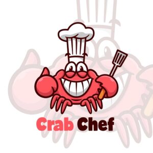 وکتور خرچنگ آشپز کارتونی - وکتور کارتونی خرچنگ سرآشپز - وکتور لوگو رستوران دریایی