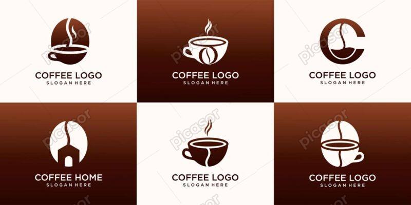 6 وکتور قهوه فنجان قهوه کافه - وکتور لوگو دانه قهوه کافی شاپ