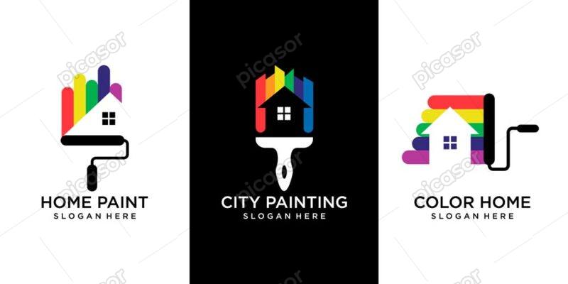 3 وکتور لوگو رنگ خانه - وکتور لوگو نقاشی منازل