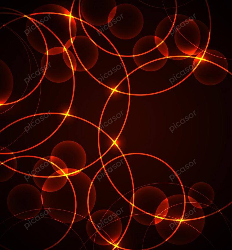 وکتور پس زمینه حلقه های نورانی نئونی و درخشان - وکتور پس زمینه آبستره حلقه های نئونی