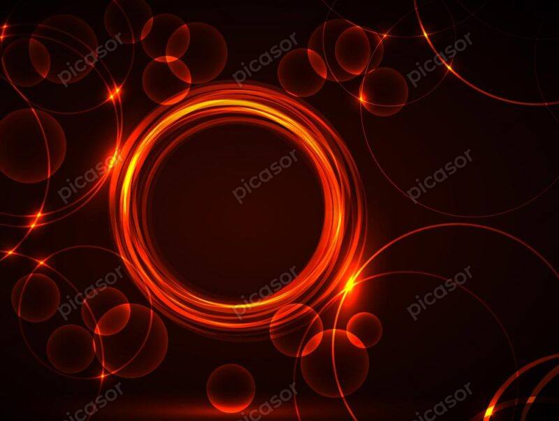 وکتور پس زمینه دایره نورانی نئونی و حلقه های درخشان - وکتور پس زمینه آبستره حلقه های نئونی