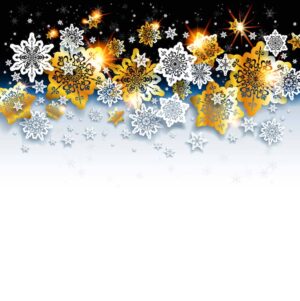 وکتور زمستان با برف طلایی و سفید - وکتور پس زمینه دانه های برف طلایی و سفید