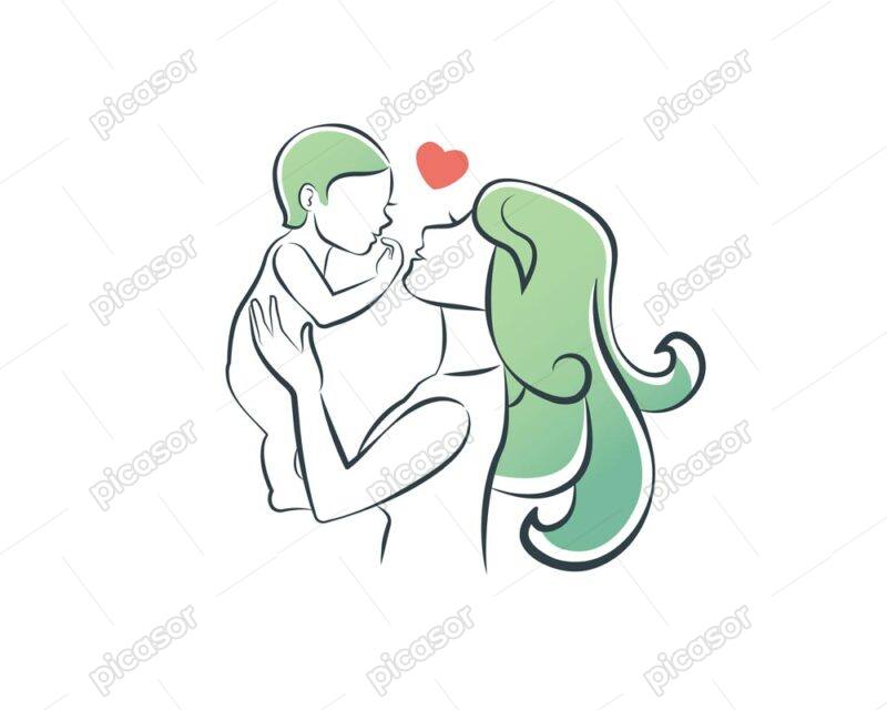 وکتور مادر و فرزند - وکتور مادر با کودک نوزاد