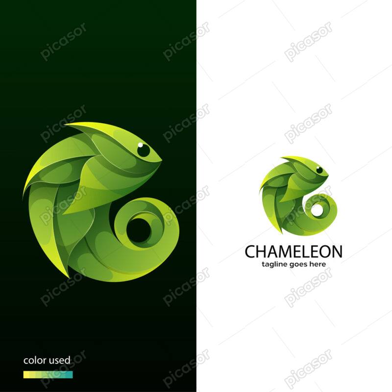 وکتور لوگو آفتاب پرست سبز طرح لوکس و زیبا - لوگو آفتابپرست لوگو حیوانات