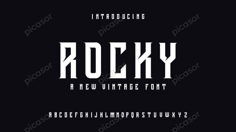 وکتور حروف الفبا لاتین حروف الفبا انگلیسی rocky طرح وینتج