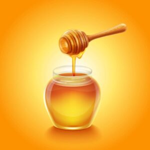 وکتور شیشه عسل با قاشق چوبی عسلی - وکتور ظرف عسل