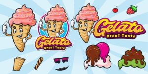 وکتور آواتارساز بستنی قیفی کارتونی - وکتور کارتونی بستنی قیفی