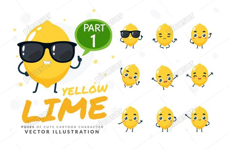 9 وکتور لیمو کارتونی آواتار لیمو - وکتور شخصیت کارتونی لیمو در حالتهای مختلف