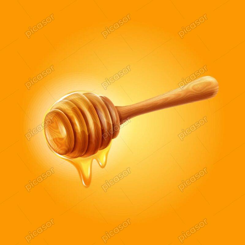 وکتور قاشق چوبی عسلی - وکتور عسل
