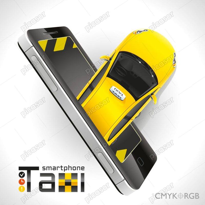 وکتور تاکسی و موبایل اپلیکیشن تاکسی اینترنتی - وکتور اپلیکیشن تاکسی یاب