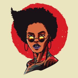 وکتور زن جوان آفریقایی فشن عینکی - وکتور تصویرسازی چهره زن سیاه پوست