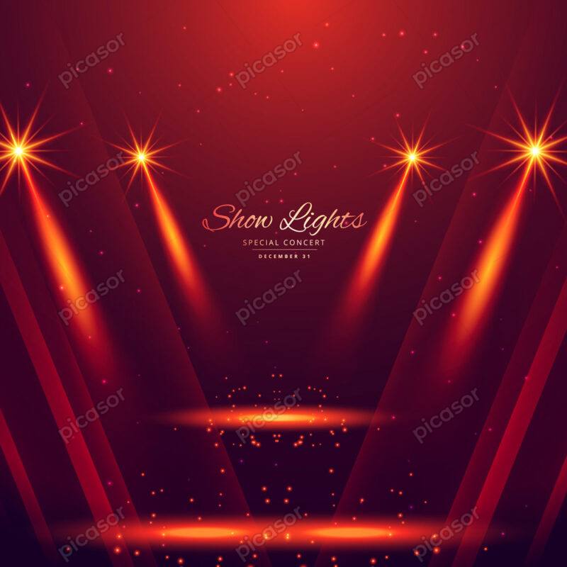 وکتور استیج سکوی نمایش فشن شو نمایش مد با نورپردازی نارنجی