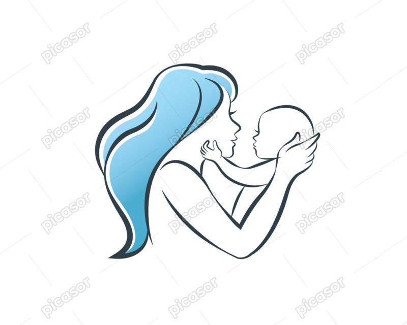 وکتور مادر و فرزند - وکتور مادر با کودک نوزاد - وکتور نوزاد در آغوش مادر