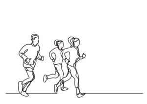 وکتور مرد و زن ورزشکار در حال دویدن خط پیوسته - وکتور زن و مرد طرح نقاشی خطی