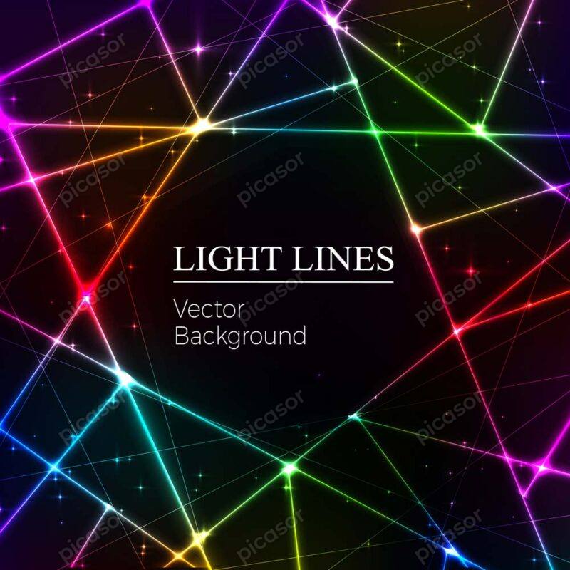وکتور پس زمینه خطوط متصل نورانی نئونی - وکتور پس زمینه آبستره شبکه خطوط رنگی