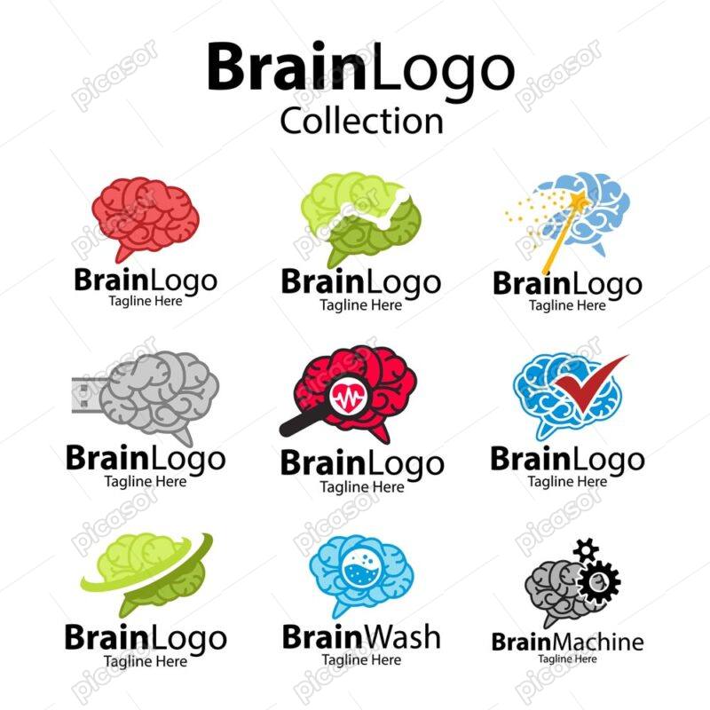 9 وکتور لوگو مغز انسان - وکتور لوگو ایده خلاقیت و حل مسئله