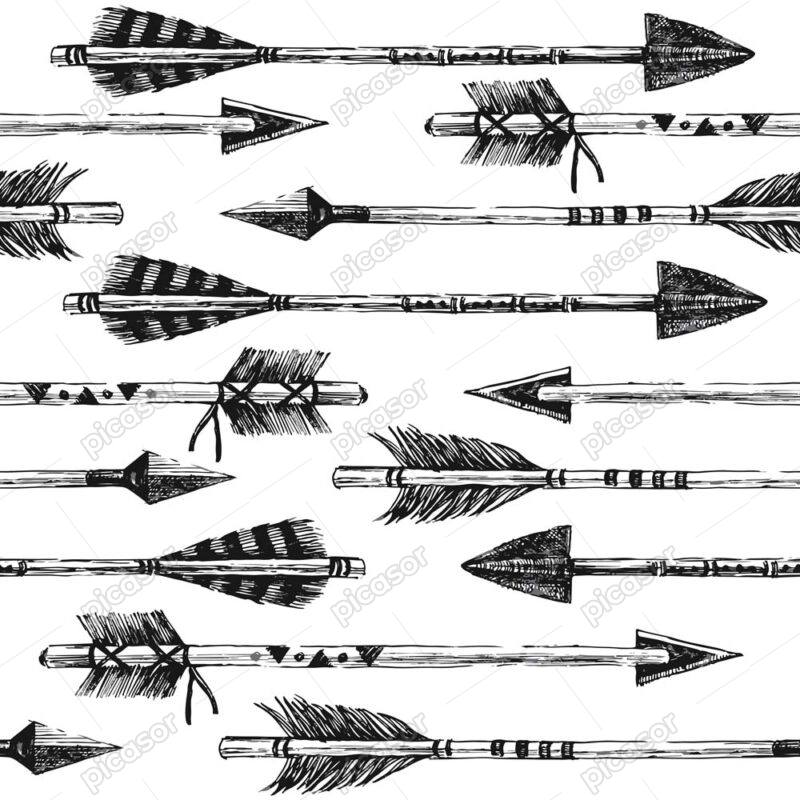 وکتور پترن تیرکمان سرخپوست تزئینی - وکتور الگو تیر کمان تزئینی سرخپوست