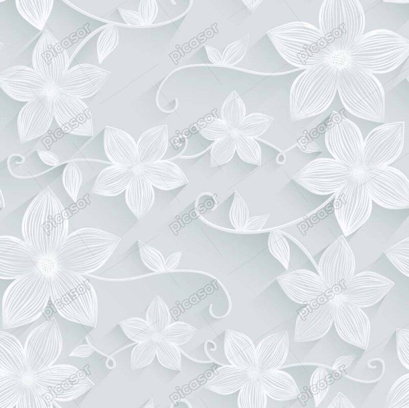 وکتور پترن شاخه گلهای سفید ظریف - وکتور الگو گلهای سفید