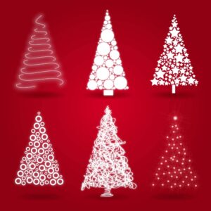 6 وکتور درخت کریسمس با فرمهای مختلف - وکتور طرح فانتزی از درخت کریسمس