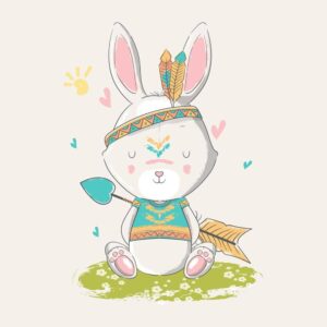 وکتور نقاشی بچه خرگوش سرخپوست - وکتور تصویرسازی کودکانه از بچه خرگوش سرخپوست