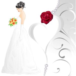 وکتور عروس با دسته گل کارت عروسی