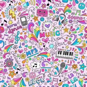 وکتور پترن کودکانه برای موسیقی کودک تم فانتزی - وکتور الگو موسیقی کودکانه