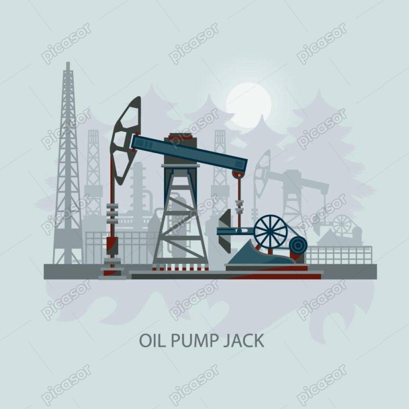وکتور پمپ نفت و چاه نفتی استخراج نفت - وکتور پس زمینه صنعت نفت و پتروشیمی
