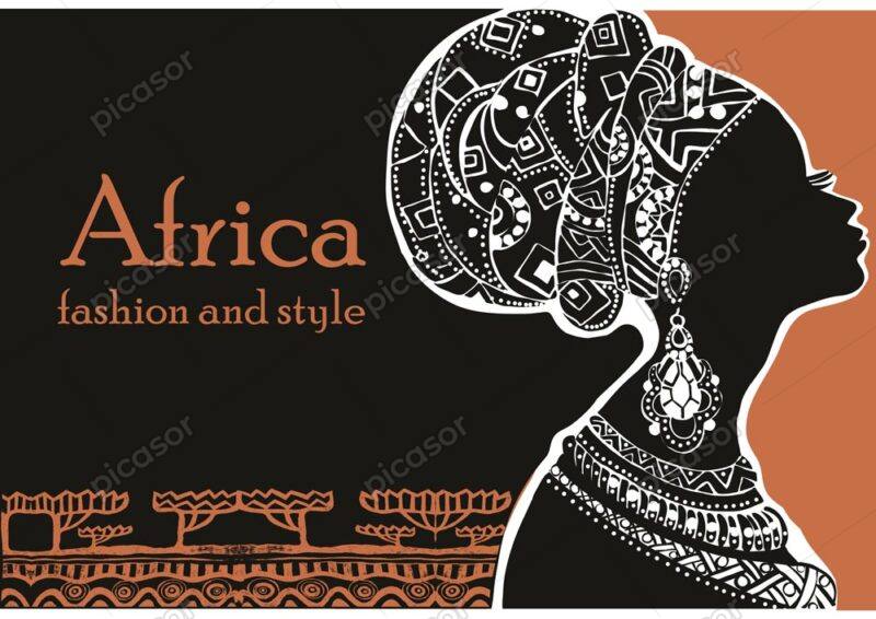 وکتور پس زمینه زن آفریقایی سیاهپوست - وکتور تصویر سازی زن آفریقایی