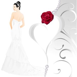 وکتور عروس با گل سرخ کارت عروسی - وکتور زن جوان با لباس عروس از پشت سر
