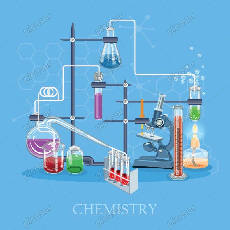 وکتور تجهیزات آزمایشگاه شیمی و لابراتوار - وکتور طرح فلت از لابراتوار شیمی