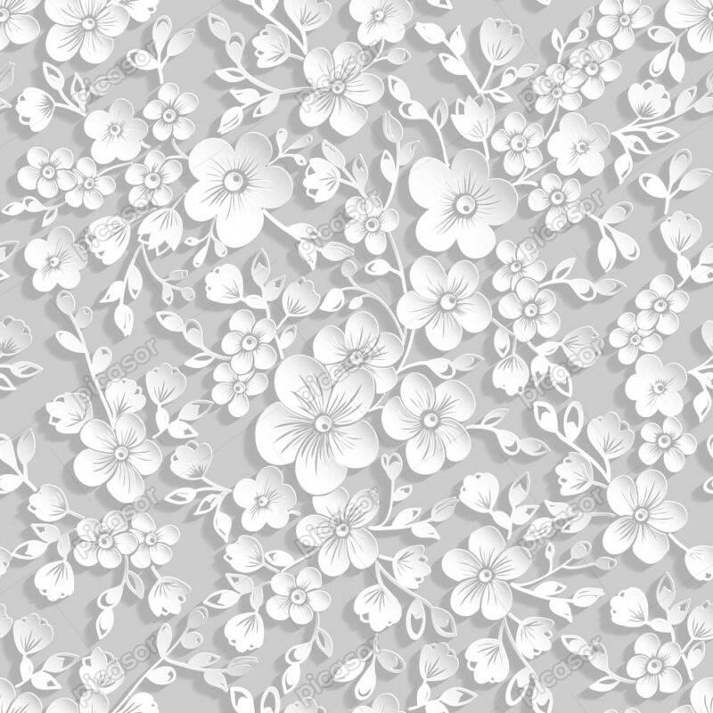وکتور پترن گلهای سفید و ظریف - وکتور پس زمینه الگو گلهای سفید کوچک