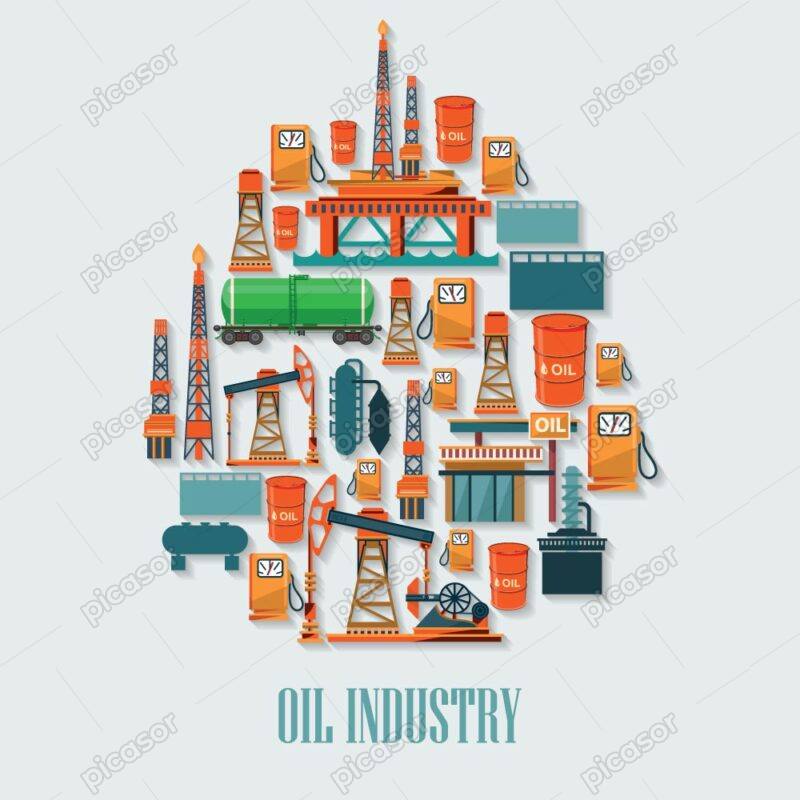 وکتور تجهیزات استخراج نفت و صنعت نفت طرح فلت - وکتور انواع دکلهای نفتی و پمپ های نفت و تجهیزات انتقال نفت