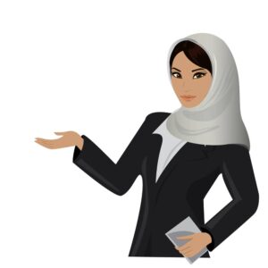 وکتور زن جوان شاغل با حجاب - وکتور زن با حجاب اسلامی در محیط کار