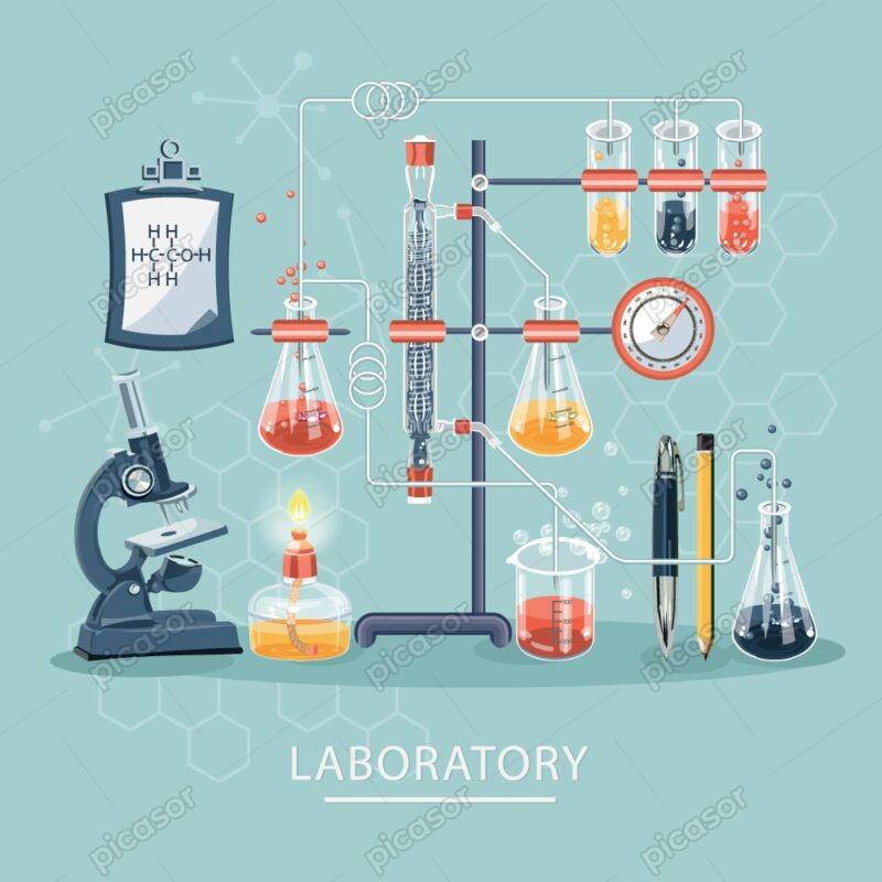 وکتور آزمایشگاه شیمی نفت و لابراتوار - وکتور لابراتوار شیمی طرح فلت