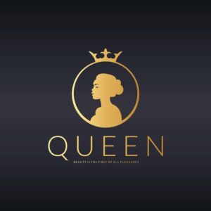 وکتور لوگو ملکه لوگو زن با تاج طلایی - وکتور لوگو سالن زیبایی و آرایشگاه زنانه