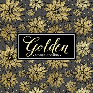 وکتور پترن گلهای لوکس طلایی - وکتور الگو گل طلایی شیک و لاکچری مناسب طراحی پکینگ و بسته بندی