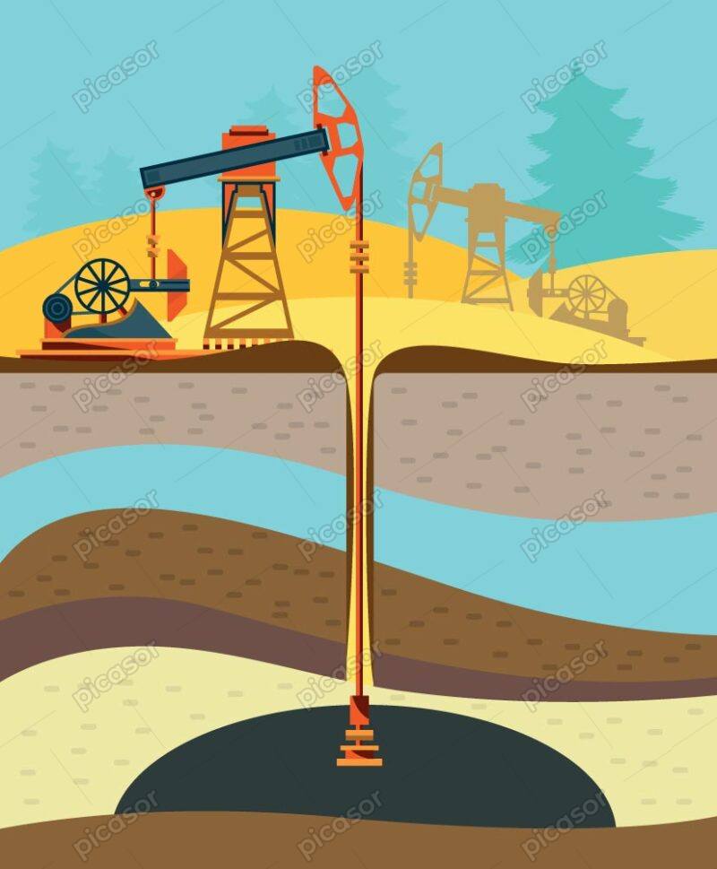 وکتور پمپ نفت و چاه نفتی میدان‌های نفتی - وکتور پس زمینه صنعت نفت و پتروشیمی
