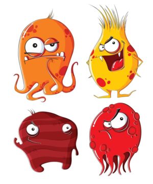 4 وکتور هیولا باکتری و میکروب کارتونی - وکتور موجودات کارتونی بامزه