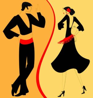 وکتور زن و مرد رقصنده فلامنکو - وکتور رقص فلامنکو اسپانیایی - وکتور پس زمینه زوج رقصنده