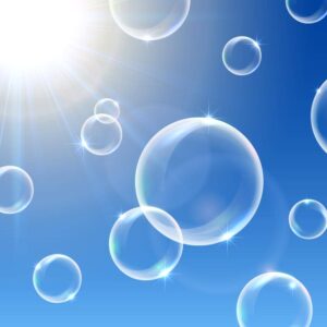 وکتور حباب های شفاف زمینه آسمان آبی