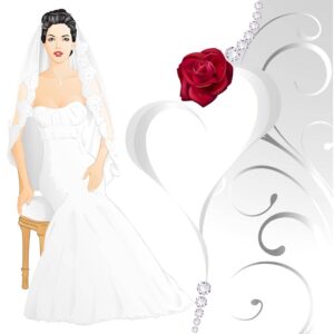 وکتور عروس روی صندلی - وکتور دختر جوان با لباس عروس نشسته روی صندلی